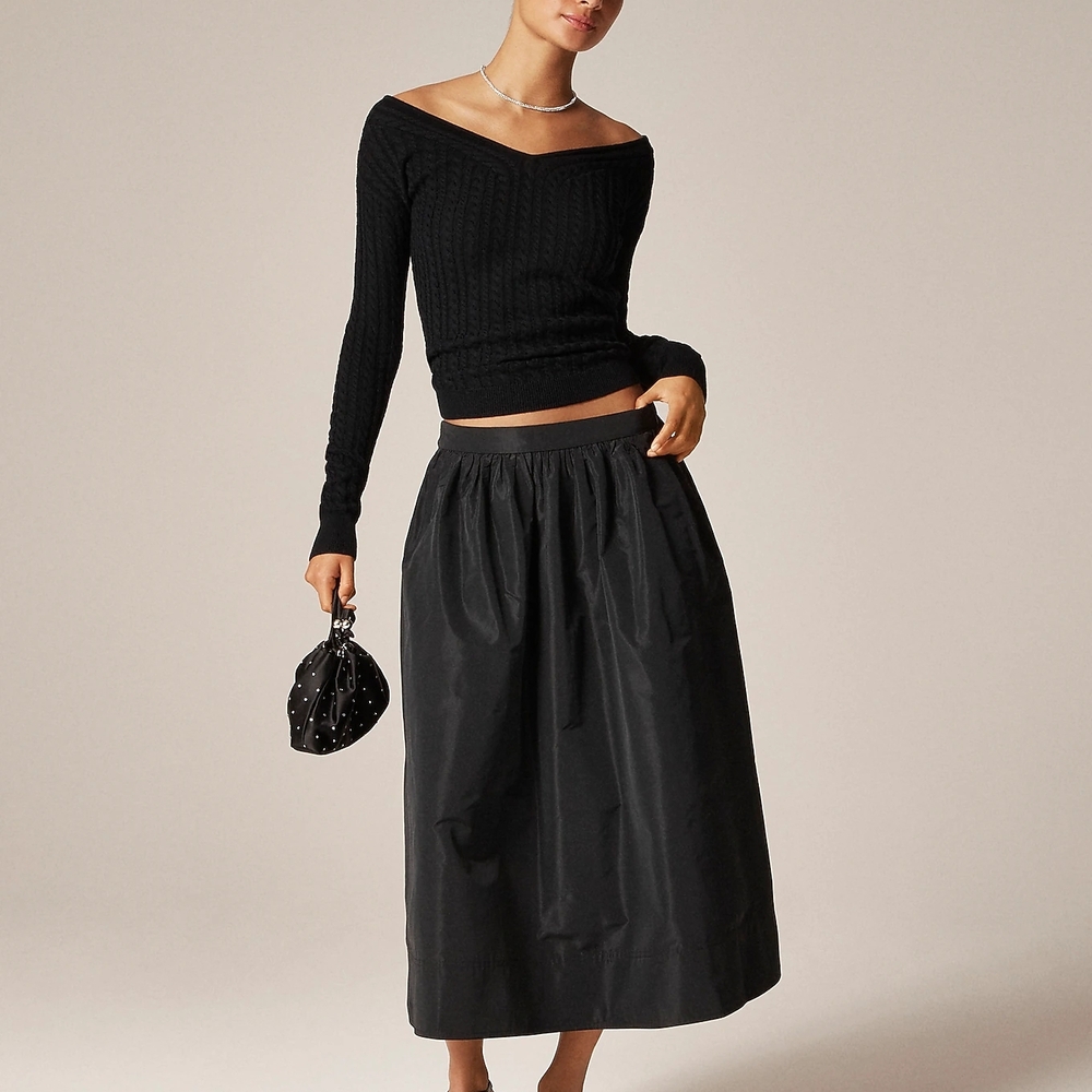 Elegant Black Midi Skirt